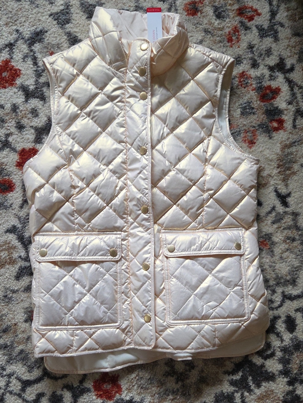 Talbots Quilted Sleeveless Vest in Cream